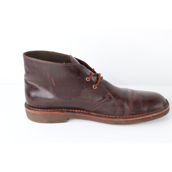 Vintage Clarks Mens 11 M Distressed Leather Ankle Chukkas Chukka Boots Oxblood